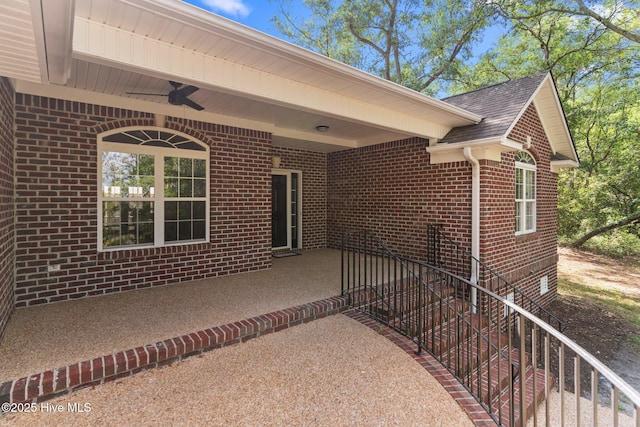 view of patio featuring a ceiling fan