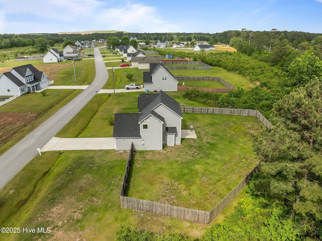 drone / aerial view with a residential view