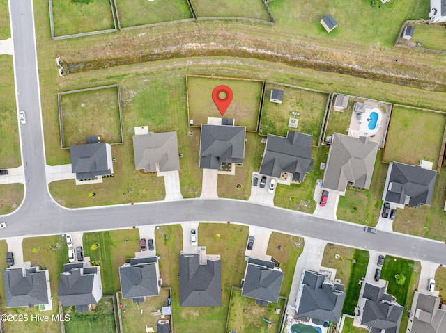 aerial view with a residential view