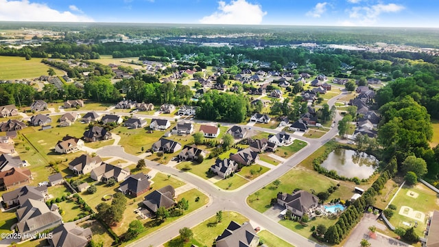 birds eye view of property with a residential view