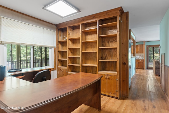 office space featuring light wood finished floors