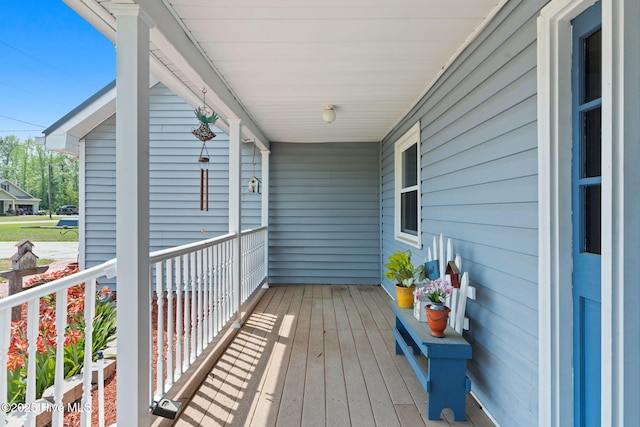 wooden deck with covered porch