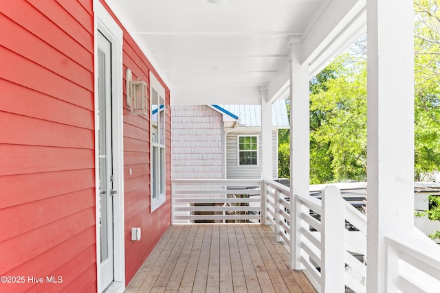 deck featuring a porch