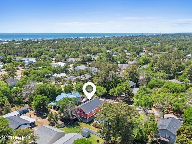 birds eye view of property with a residential view and a water view