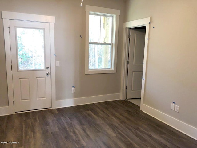 4006 Tamarisk Ln, Wilmington, NC 28409 - doorway featuring baseboards, dark wood-style floors, and a wealth of natural light