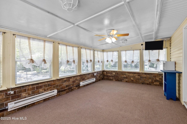 107 Palmetta Dr, Newport, NC 28570 - unfurnished sunroom featuring a healthy amount of sunlight, baseboard heating, and carpet flooring