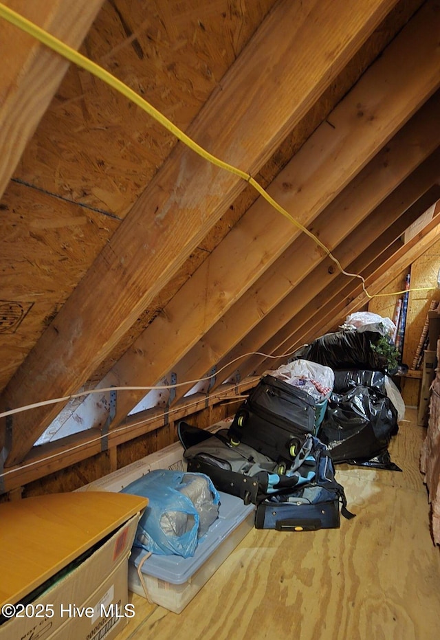 view of unfinished attic