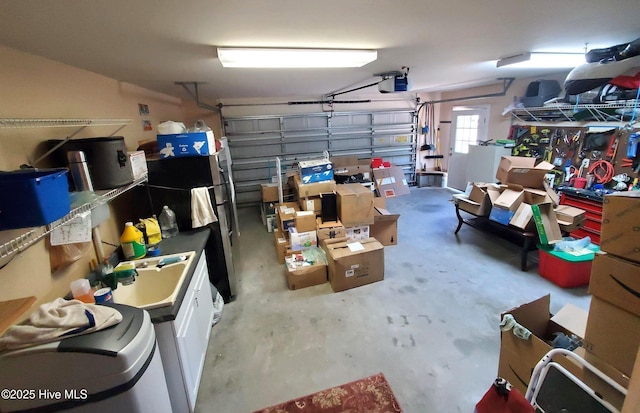 garage with a garage door opener