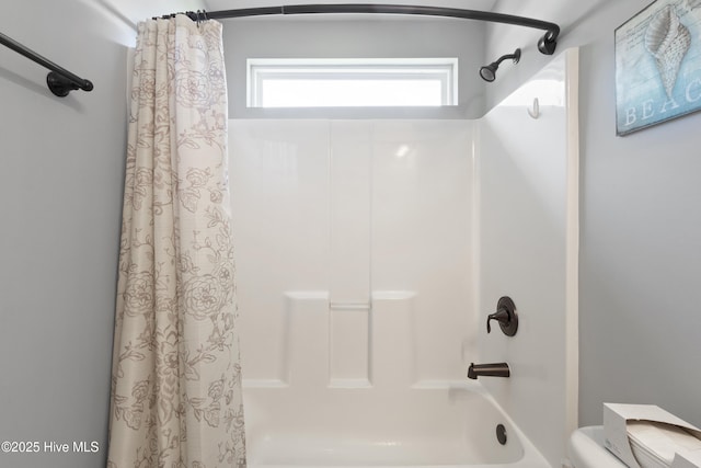 743 Heather Glen Ln, Calabash, NC 28467 - bathroom featuring toilet and shower / bathtub combination with curtain