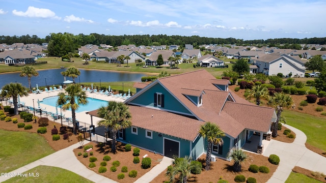 743 Heather Glen Ln, Calabash, NC 28467 - bird's eye view featuring a water view and a residential view