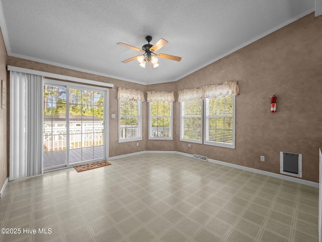 305 Cottontail Run, Newport, NC 28570 - empty room with tile patterned floors, a ceiling fan, baseboards, a wealth of natural light, and visible vents