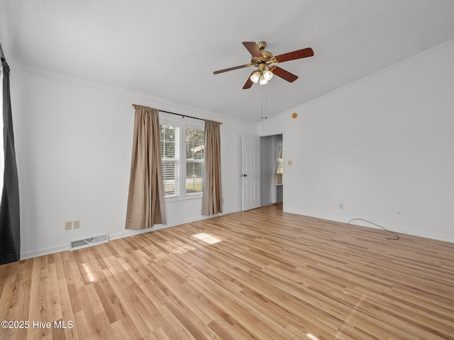 305 Cottontail Run, Newport, NC 28570 - spare room with visible vents, a ceiling fan, light wood-style flooring, and baseboards