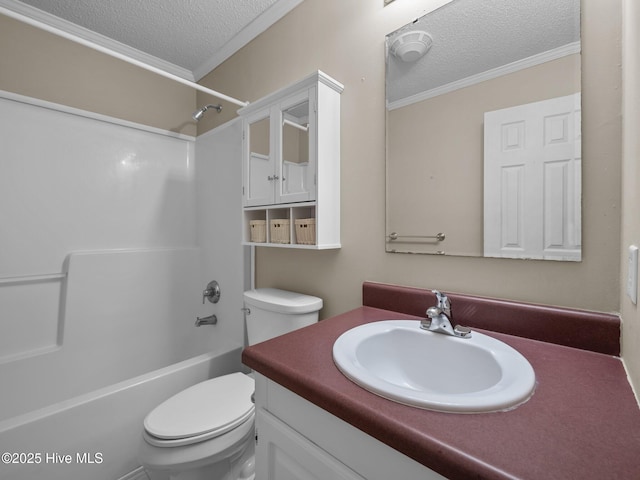 305 Cottontail Run, Newport, NC 28570 - bathroom featuring ornamental molding, a textured ceiling, and toilet