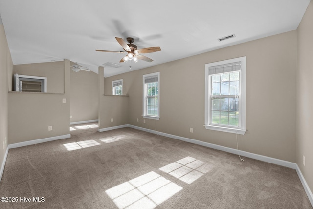 308 E Ashe St, Burgaw, NC 28425 - empty room with baseboards, ceiling fan, carpet flooring, and visible vents