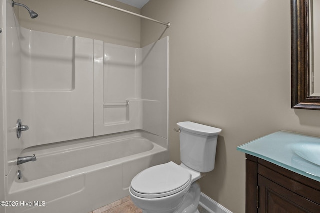 308 E Ashe St, Burgaw, NC 28425 - full bathroom with toilet, tub / shower combination, baseboards, tile patterned flooring, and vanity