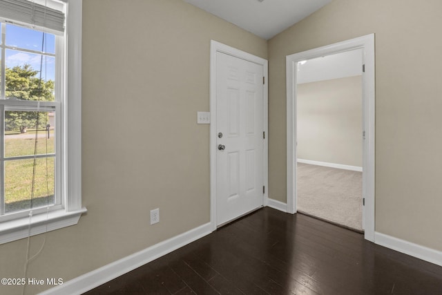 308 E Ashe St, Burgaw, NC 28425 - entryway featuring baseboards, a healthy amount of sunlight, and dark wood-style floors