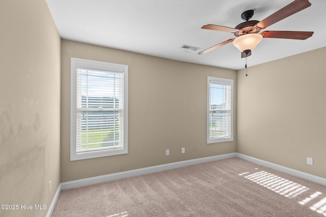 2202 Sweet Bay Dr Unit B, Greenville, NC 27834 - unfurnished room with plenty of natural light, baseboards, ceiling fan, and carpet