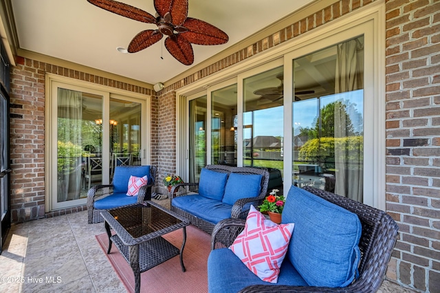 view of patio featuring outdoor lounge area and a ceiling fan