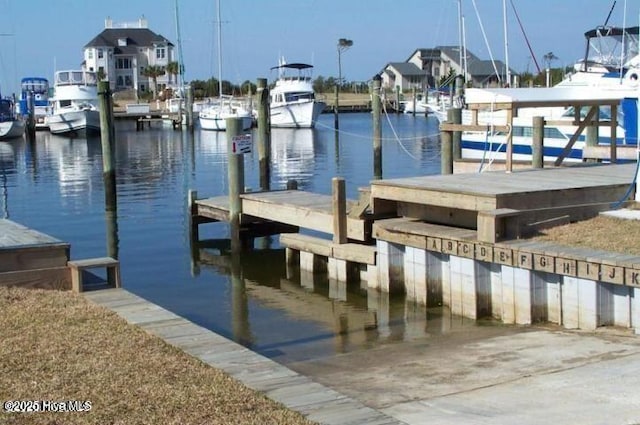 view of dock featuring a water view