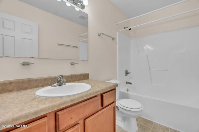 189 Queens Haven Rd, Hubert, NC 28539 - bathroom with toilet,  shower combination, visible vents, tile patterned flooring, and vanity