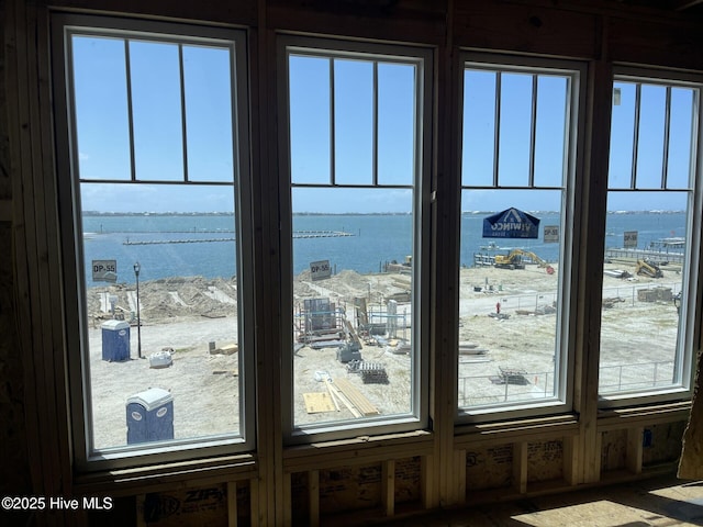 room details featuring a water view