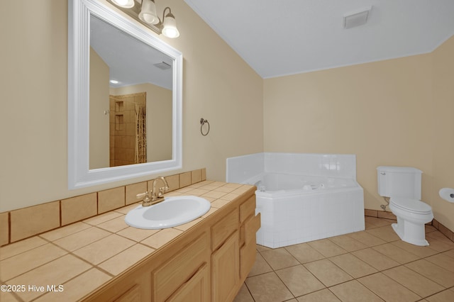 2910 Mulberry Ln Unit B, Greenville, NC 27858 - bathroom with vanity, a bath, tile patterned floors, and a shower with curtain