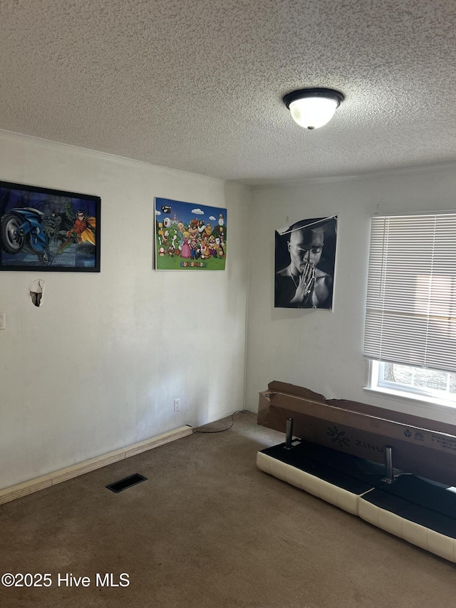 interior space with a textured ceiling and visible vents