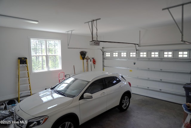 garage with a garage door opener