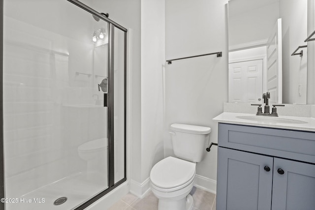 231 Dona Dr, Carthage, NC 28327 - full bathroom with toilet, a shower stall, vanity, and tile patterned floors