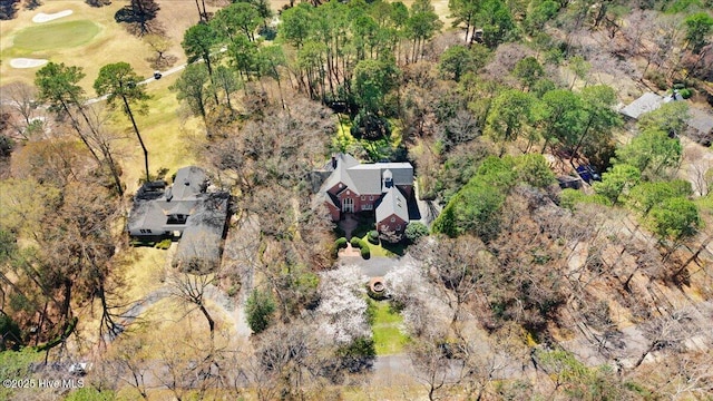 aerial view with view of golf course