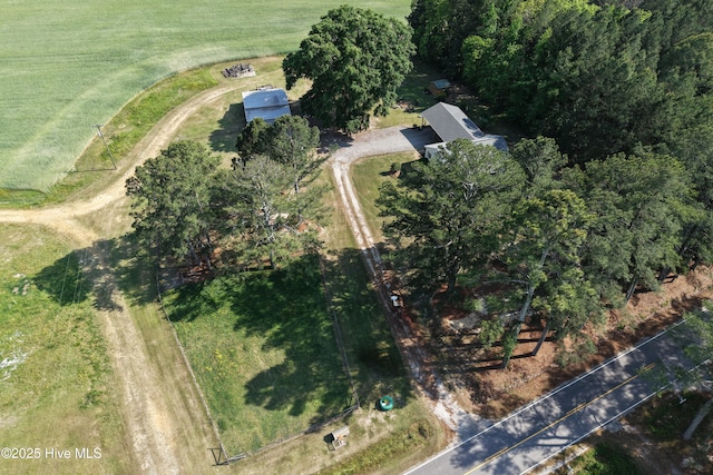 aerial view featuring a rural view