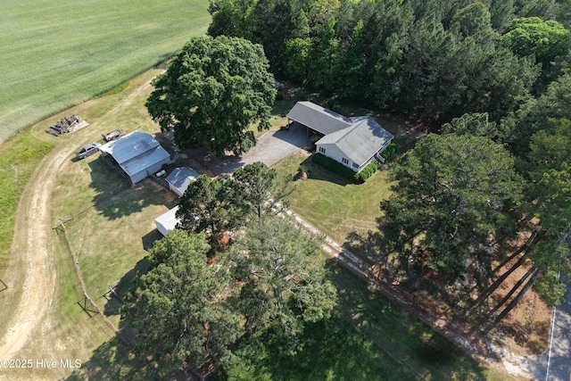 bird's eye view with a rural view