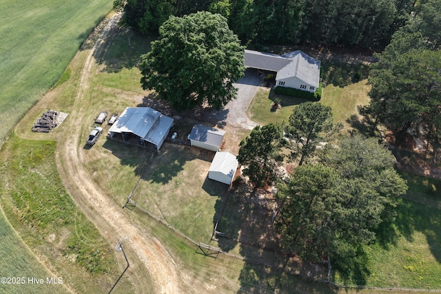 drone / aerial view with a rural view