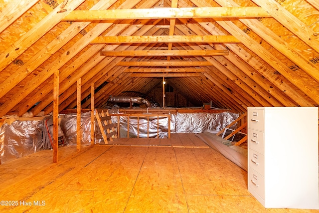view of unfinished attic