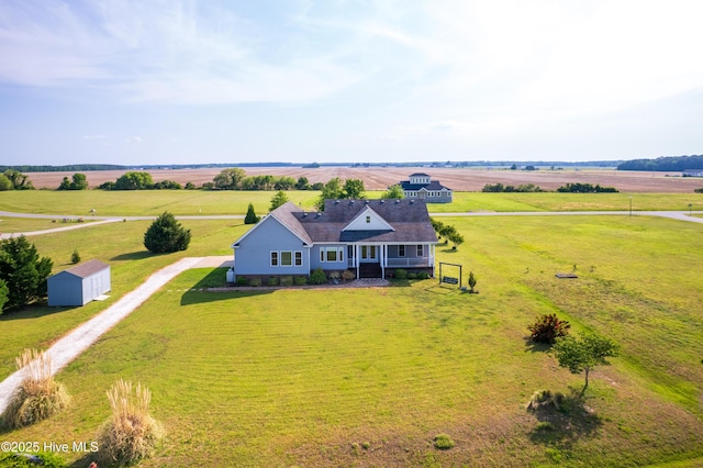 drone / aerial view with a rural view