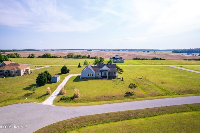 drone / aerial view with a rural view