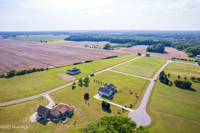 birds eye view of property featuring a rural view