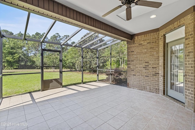 6618 Motts Village Rd, Wilmington, NC 28412 - unfurnished sunroom with a ceiling fan