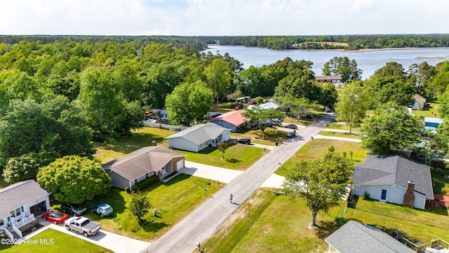 2 Cherokee Dr, Hubert, NC 28539 - drone / aerial view featuring a water view, a residential view, and a wooded view