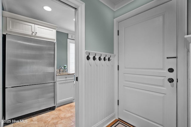 3681 Fairfield Way, Southport, NC 28461 - mudroom with ornamental molding and recessed lighting