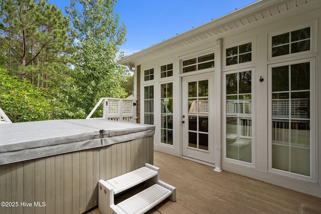 3681 Fairfield Way, Southport, NC 28461 - wooden deck with a hot tub