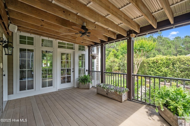 3681 Fairfield Way, Southport, NC 28461 - wooden deck featuring a ceiling fan