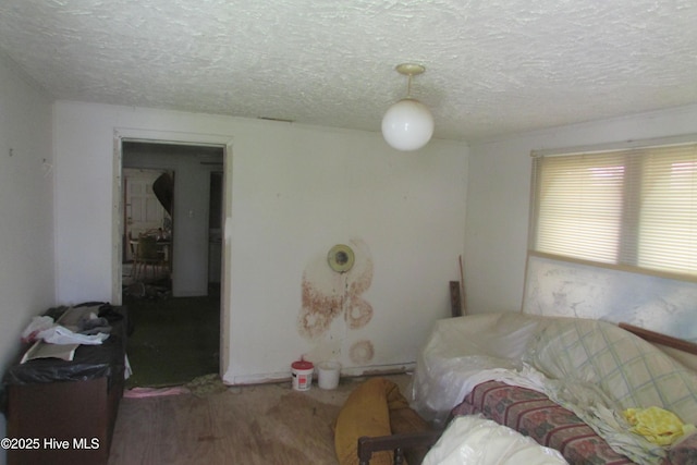 living room featuring a textured ceiling