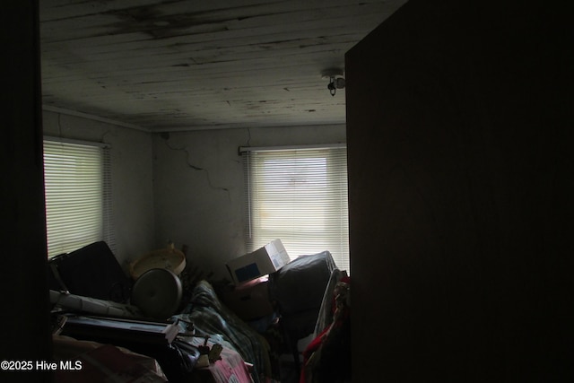 interior space featuring wood ceiling