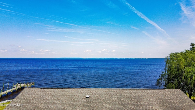 property view of water with a boat dock