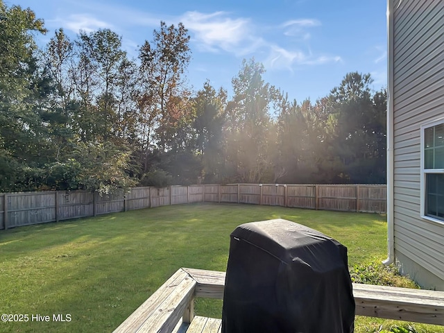 view of yard featuring a fenced backyard