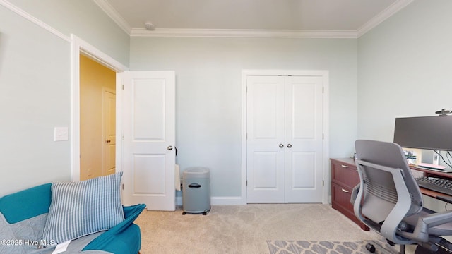 105 Camden Trl, Hampstead, NC 28443 - office area featuring ornamental molding and light carpet