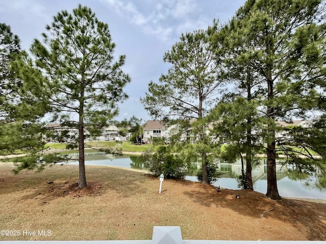 exterior space featuring a water view