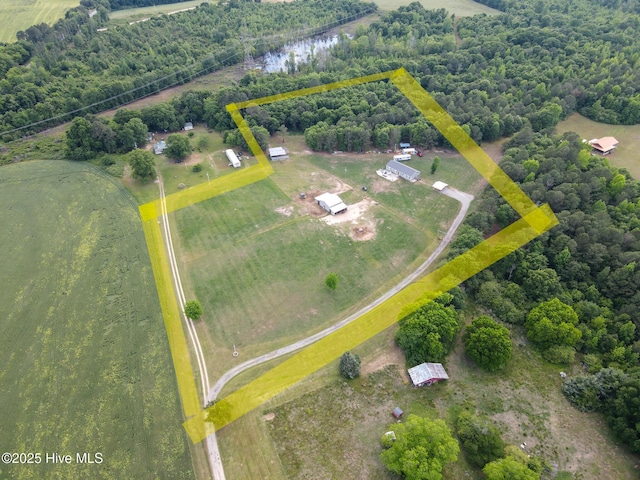 aerial view featuring a rural view