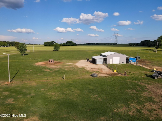 aerial view featuring a rural view
